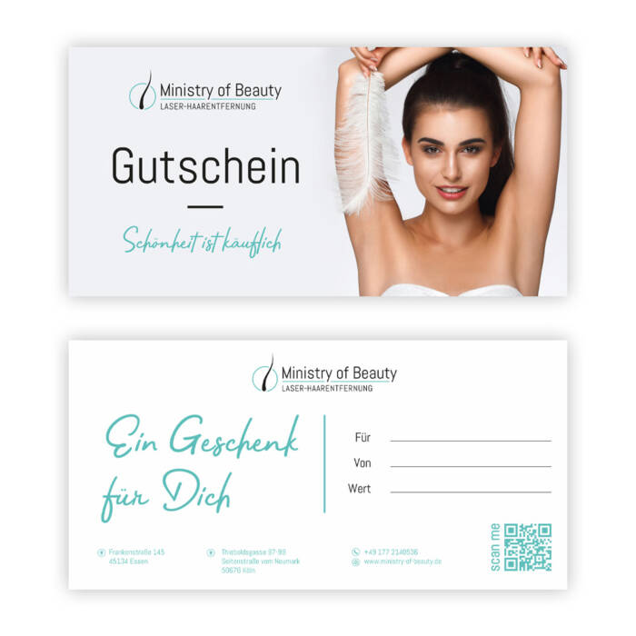 Ministry of Beauty - Dauerhafte Haarentfernung in Essen - Diodenlaser - IPL - Laserhaarentfernung - permanente Haarentfernung - Gutschein