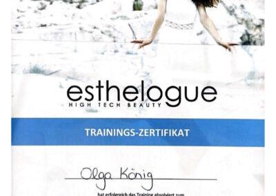 Trainings-Zertifikat für Olga König als Mediostar Spezialistin bei Ministry of Beauty.